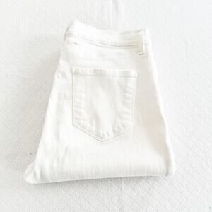 L'Agence Sada Cropped Slim High Rise White Denim Jeans Raw Hem Stretchy Size 30